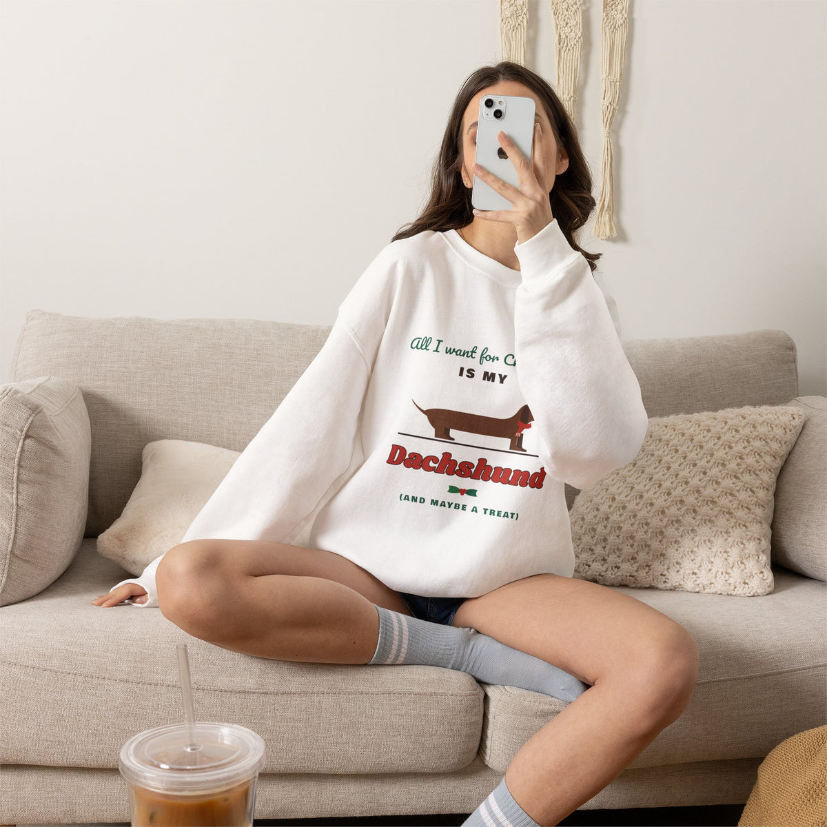 All I Want for Christmas Is My Dachshund sweatshirt, wiener dog Christmas crewneck for Dachshund lovers - view 8
