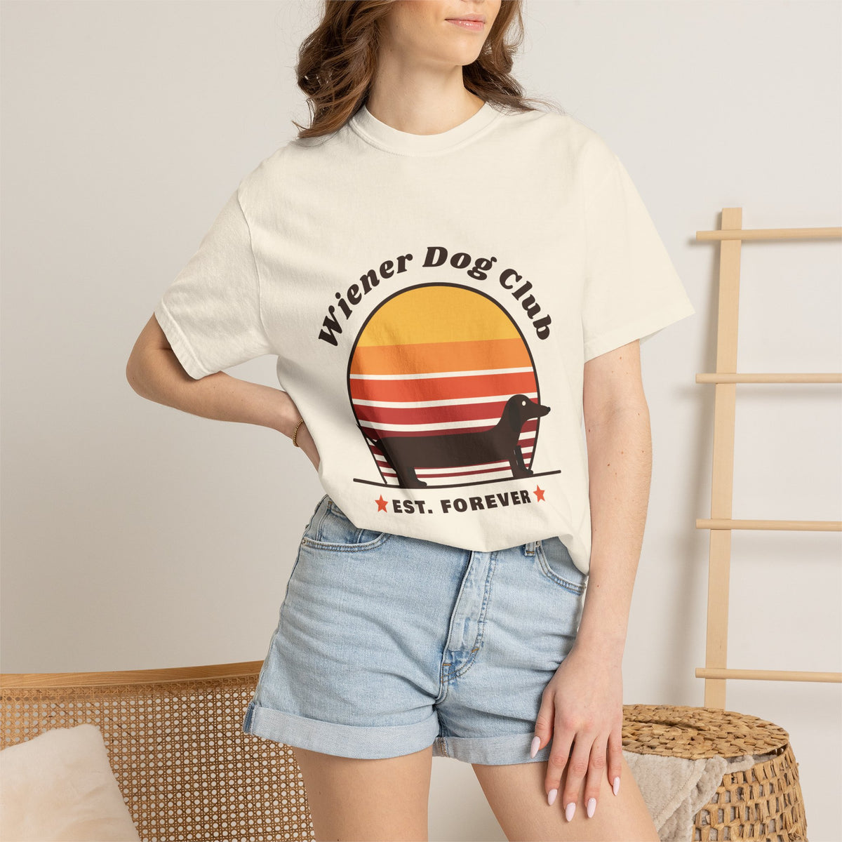 Wiener Dog Club retro sunset Dachshund t-shirt, Comfort Colors tee for Dachshund lovers - view 13