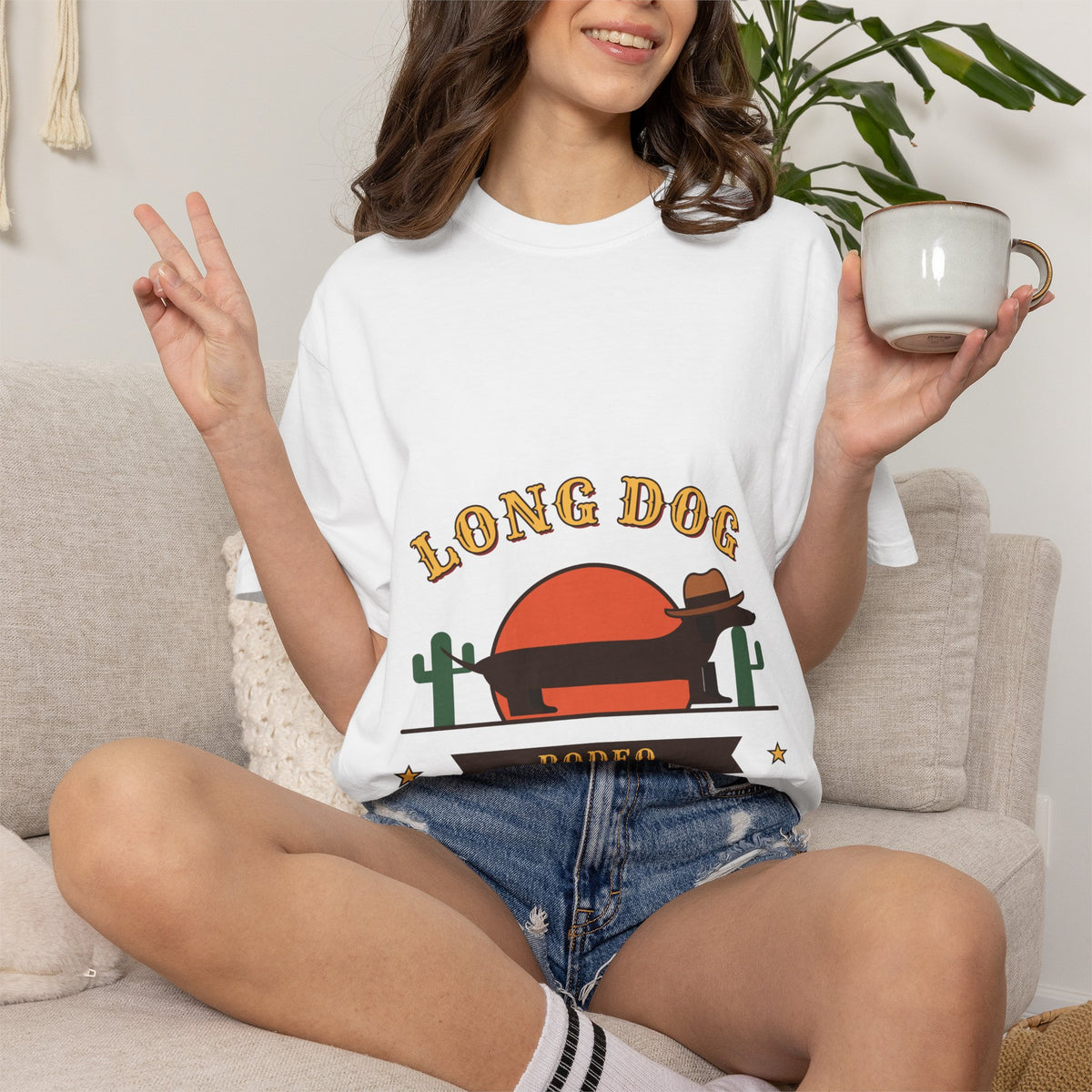 Long Dog Rodeo cowboy Dachshund t-shirt, Comfort Colors western tee for Dachshund lovers - view 9