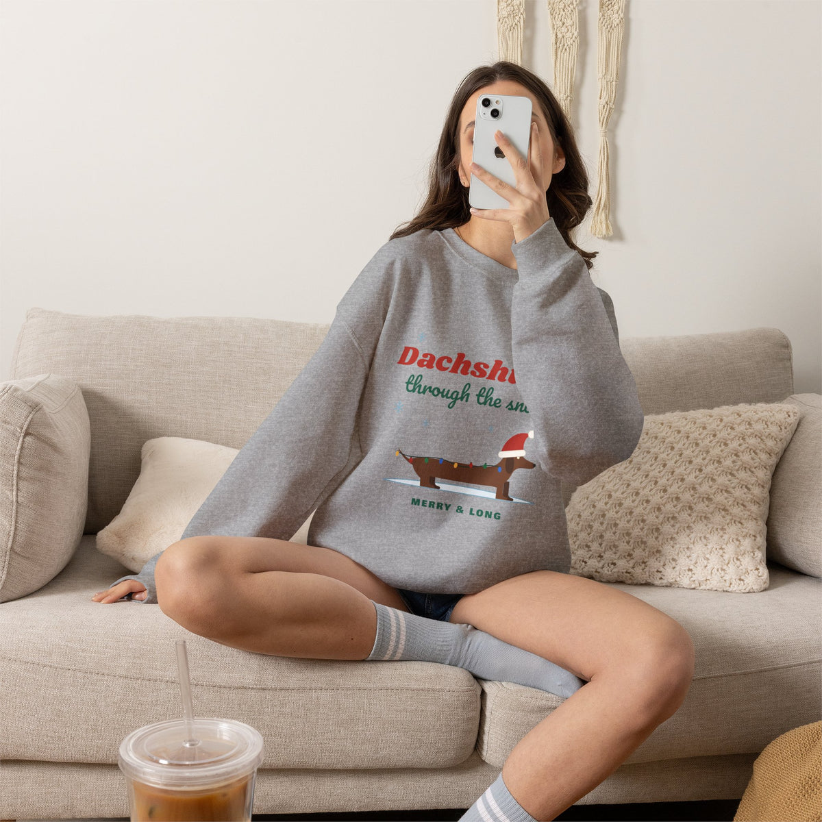 Dachshund Through the Snow Christmas sweatshirt, wiener dog holiday crewneck for Dachshund lovers - view 20