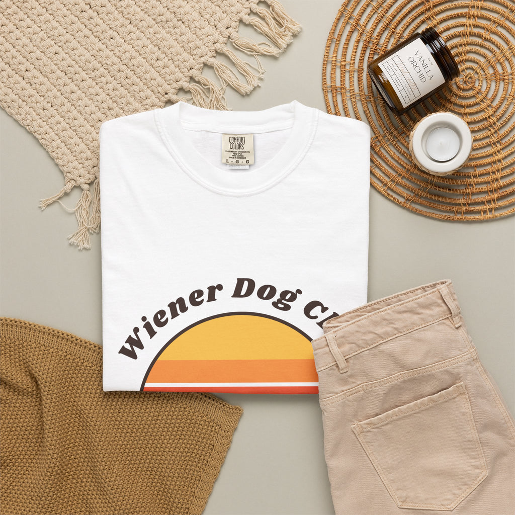 Wiener Dog Club retro sunset Dachshund t-shirt, Comfort Colors tee for Dachshund lovers - view 8