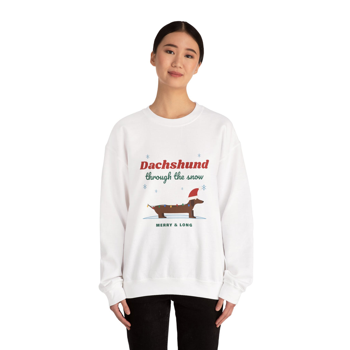 Dachshund Through the Snow Christmas sweatshirt, wiener dog holiday crewneck for Dachshund lovers - view 9