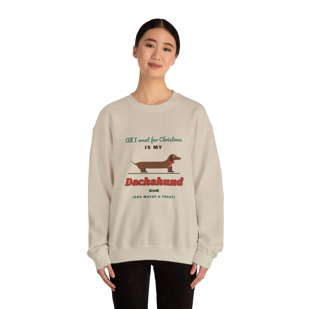 All I Want for Christmas Is My Dachshund sweatshirt, wiener dog Christmas crewneck for Dachshund lovers - view 15