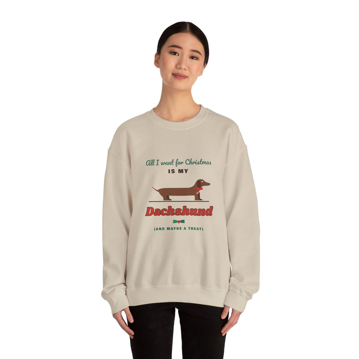 All I Want for Christmas Is My Dachshund sweatshirt, wiener dog Christmas crewneck for Dachshund lovers - view 15