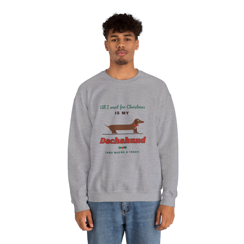 All I Want for Christmas Is My Dachshund sweatshirt, wiener dog Christmas crewneck for Dachshund lovers - view 22