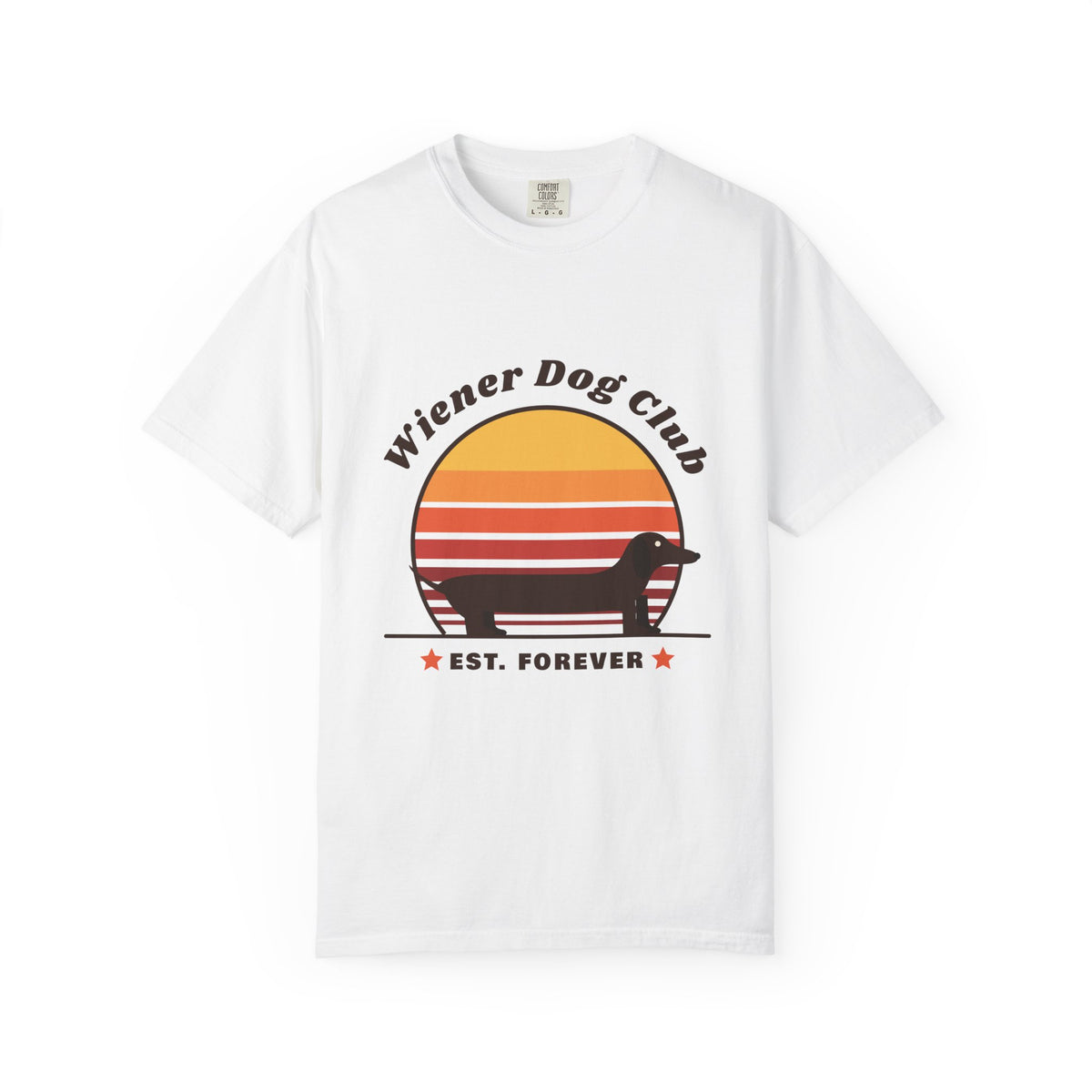 Wiener Dog Club retro sunset Dachshund t-shirt, Comfort Colors tee for Dachshund lovers - view 6