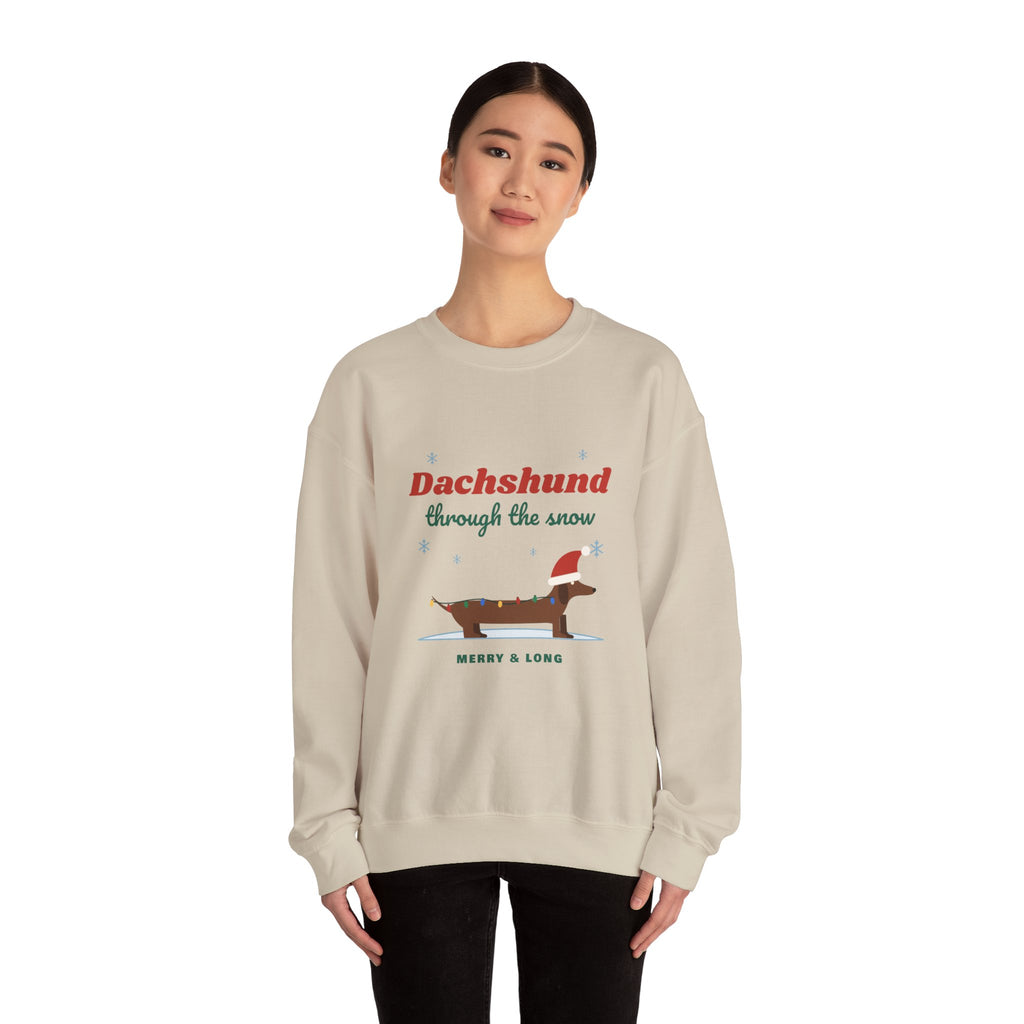 Dachshund Through the Snow Christmas sweatshirt, wiener dog holiday crewneck for Dachshund lovers - view 15