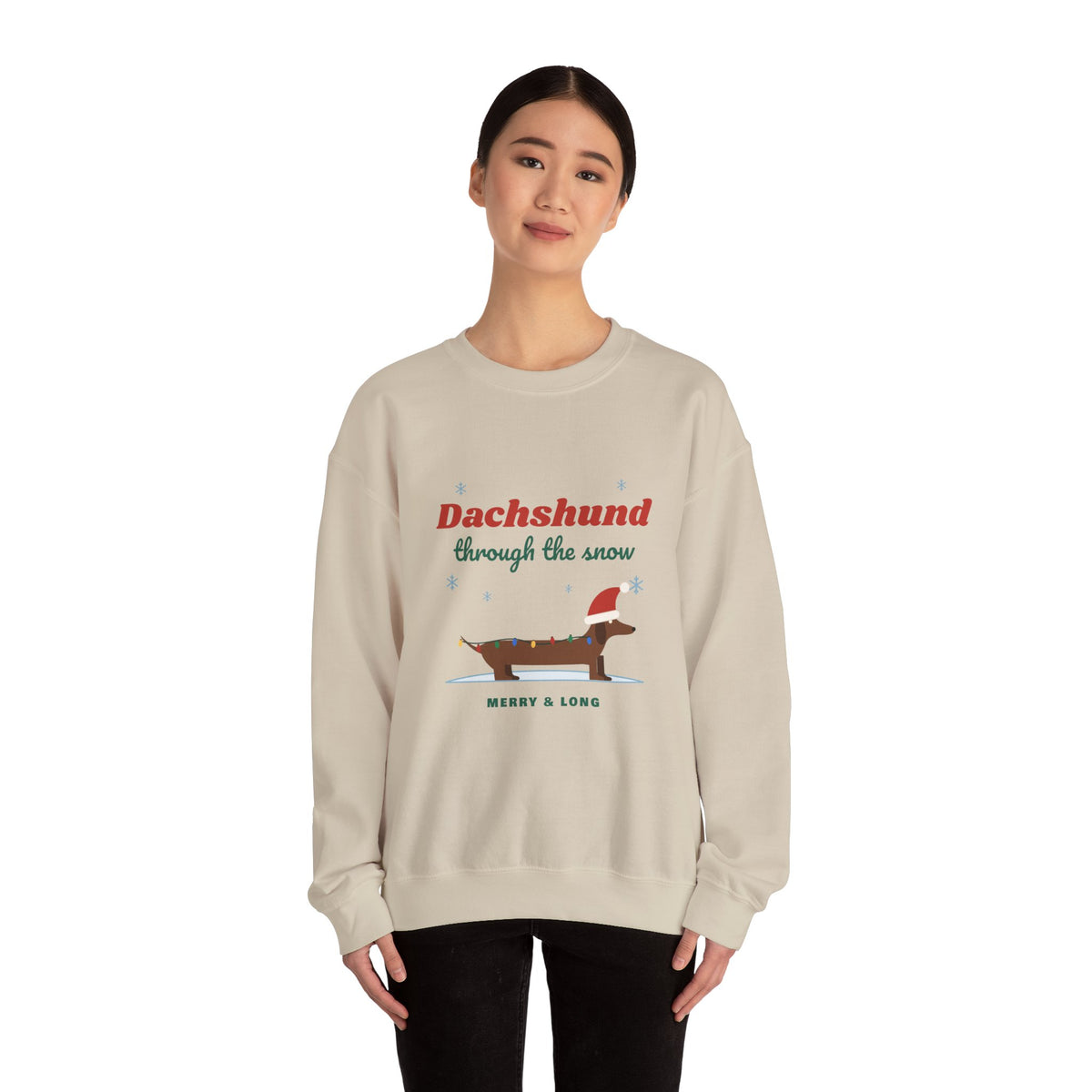 Dachshund Through the Snow Christmas sweatshirt, wiener dog holiday crewneck for Dachshund lovers - view 15