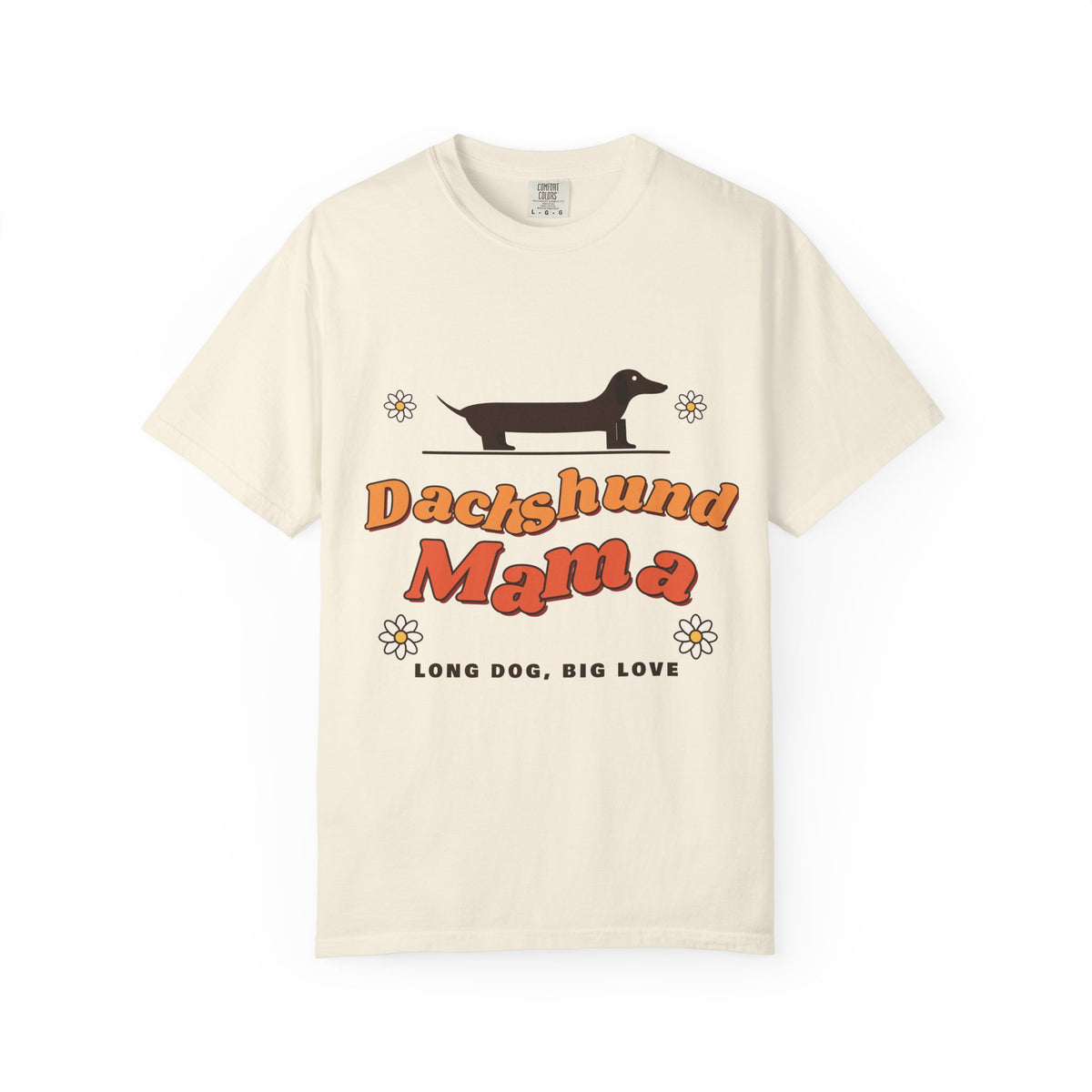 Dachshund Mama retro t-shirt in Ivory, Comfort Colors doxie mom tee