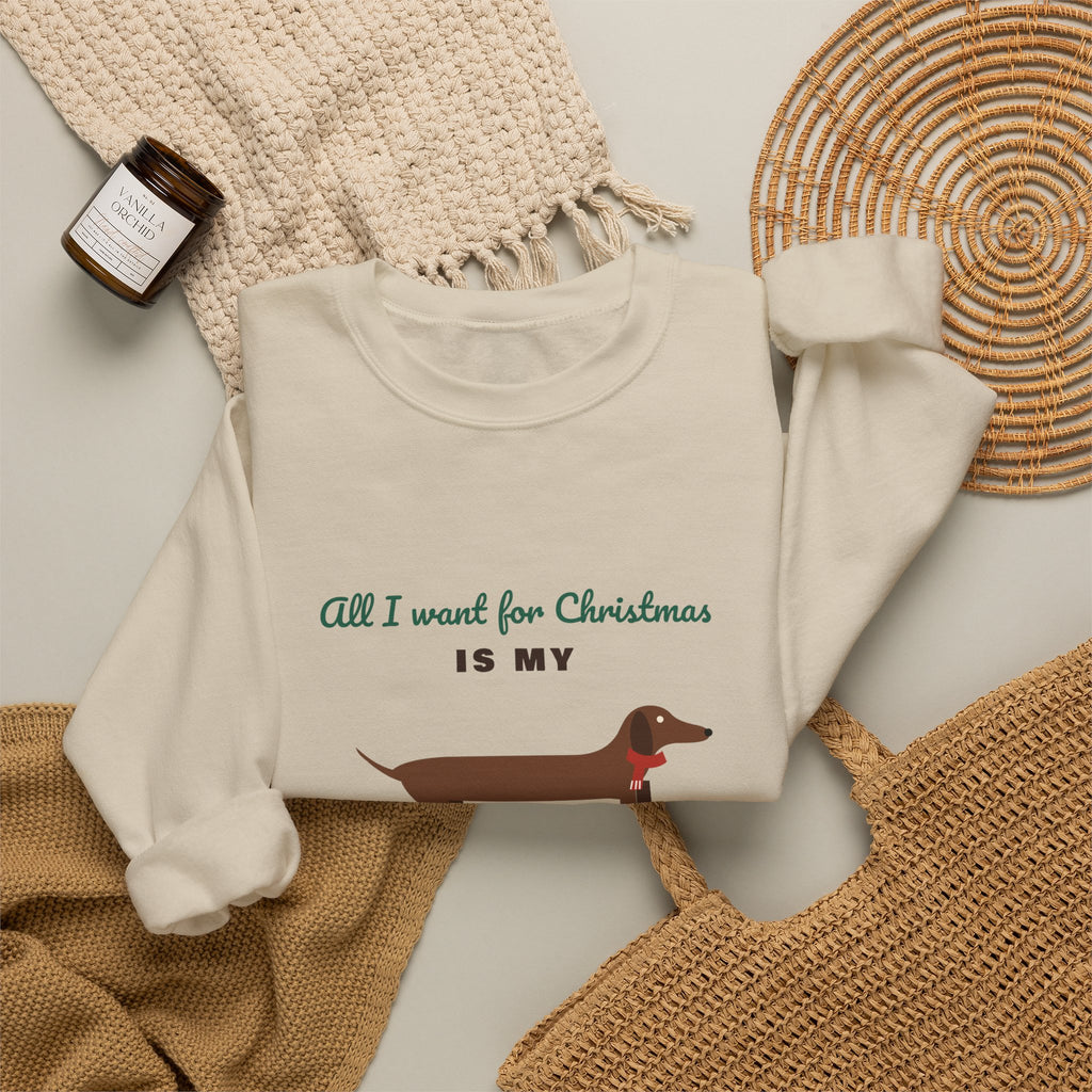 All I Want for Christmas Is My Dachshund sweatshirt, wiener dog Christmas crewneck for Dachshund lovers - view 12