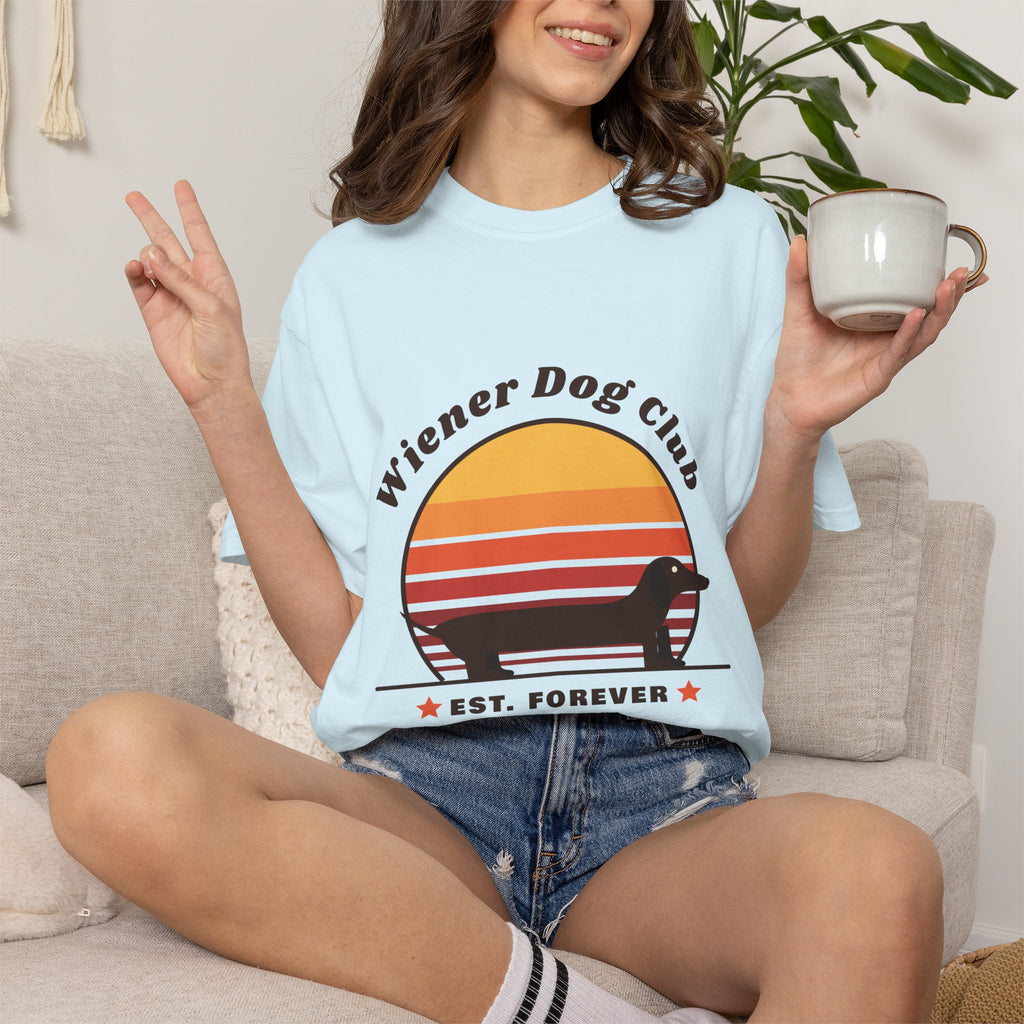Wiener Dog Club retro sunset Dachshund t-shirt, Comfort Colors tee for Dachshund lovers - view 24