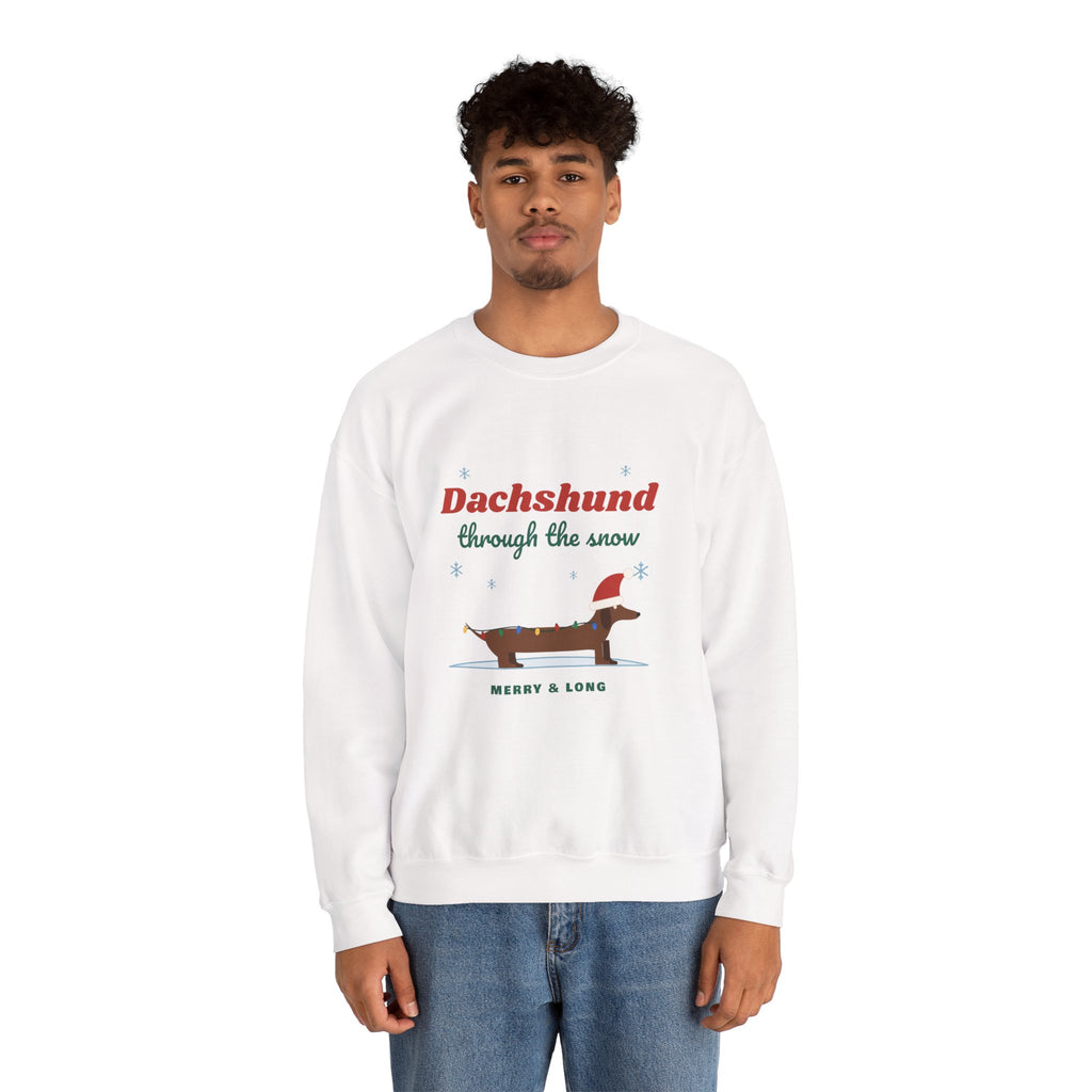 Dachshund Through the Snow Christmas sweatshirt, wiener dog holiday crewneck for Dachshund lovers - view 10
