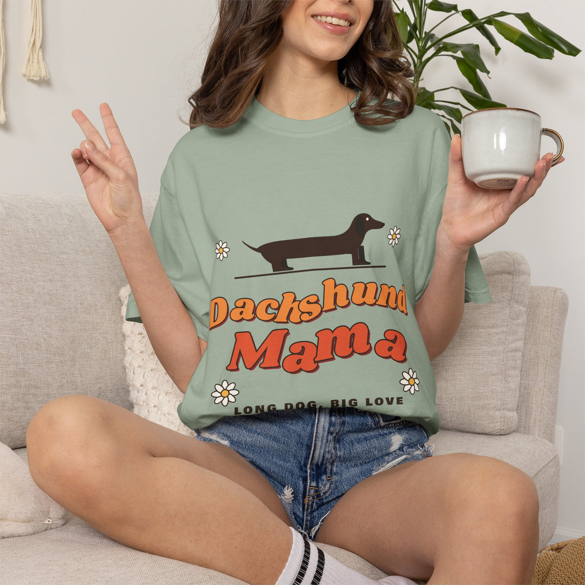 Dachshund Mama retro t-shirt, Comfort Colors doxie mom tee for Dachshund lovers - view 19