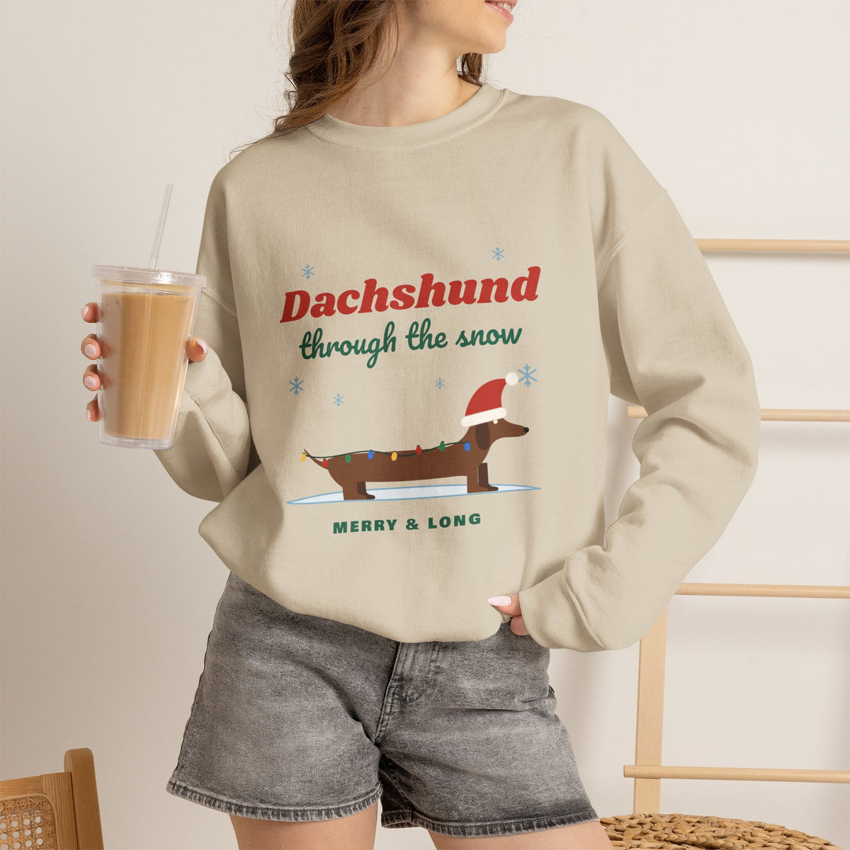 Dachshund Through the Snow Christmas sweatshirt, wiener dog holiday crewneck for Dachshund lovers - view 13