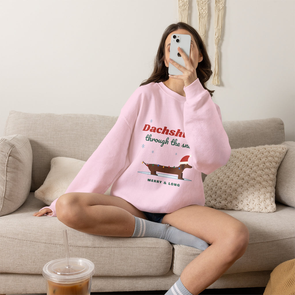 Dachshund Through the Snow Christmas sweatshirt, wiener dog holiday crewneck for Dachshund lovers - view 26