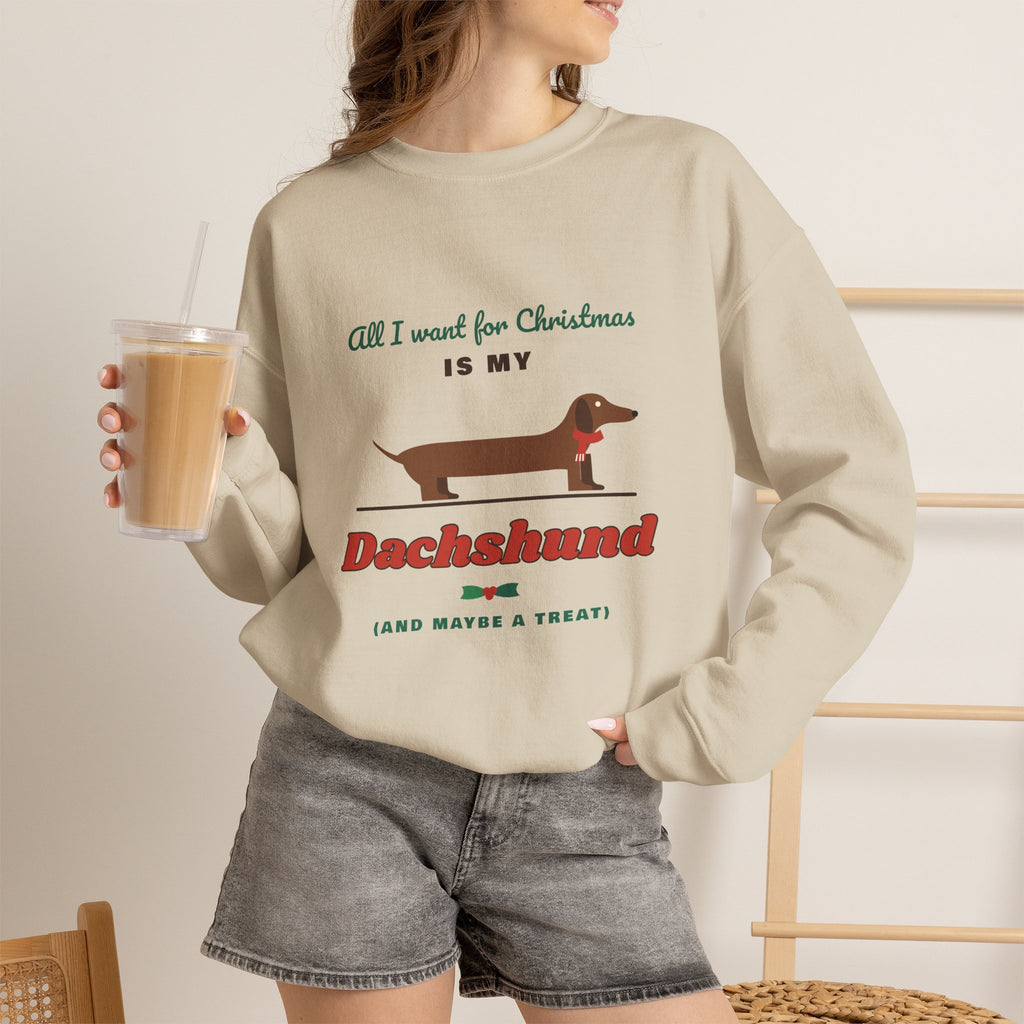All I Want for Christmas Is My Dachshund sweatshirt, wiener dog Christmas crewneck for Dachshund lovers - view 13