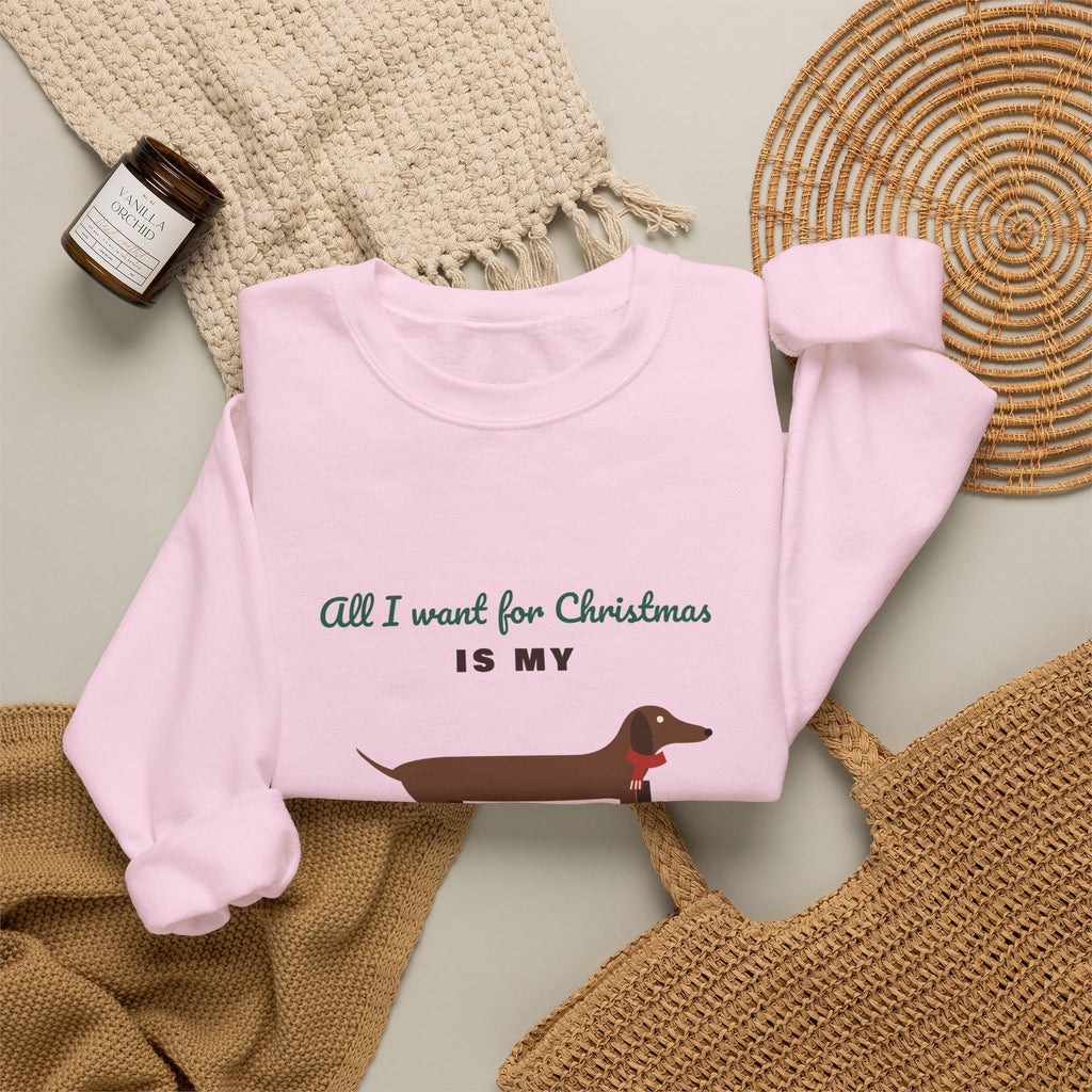 All I Want for Christmas Is My Dachshund sweatshirt, wiener dog Christmas crewneck for Dachshund lovers - view 24