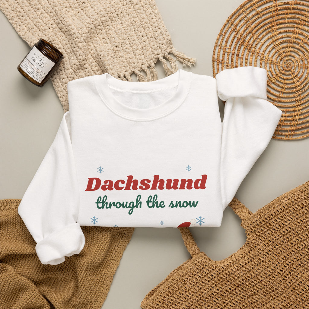 Dachshund Through the Snow Christmas sweatshirt, wiener dog holiday crewneck for Dachshund lovers - view 7