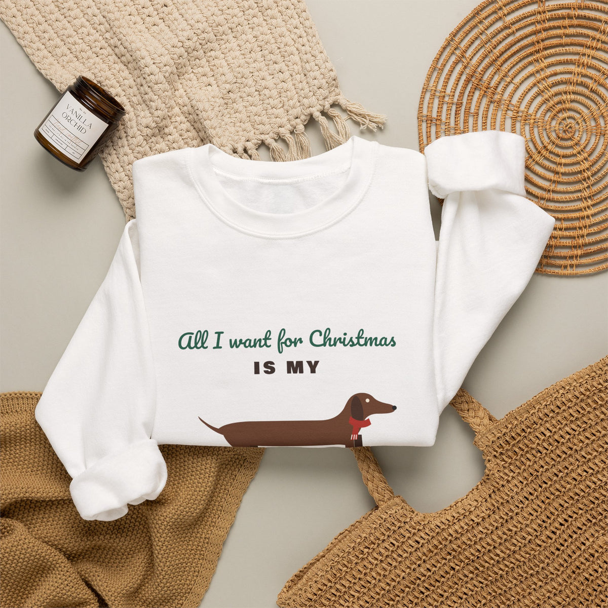 All I Want for Christmas Is My Dachshund sweatshirt, wiener dog Christmas crewneck for Dachshund lovers - view 7