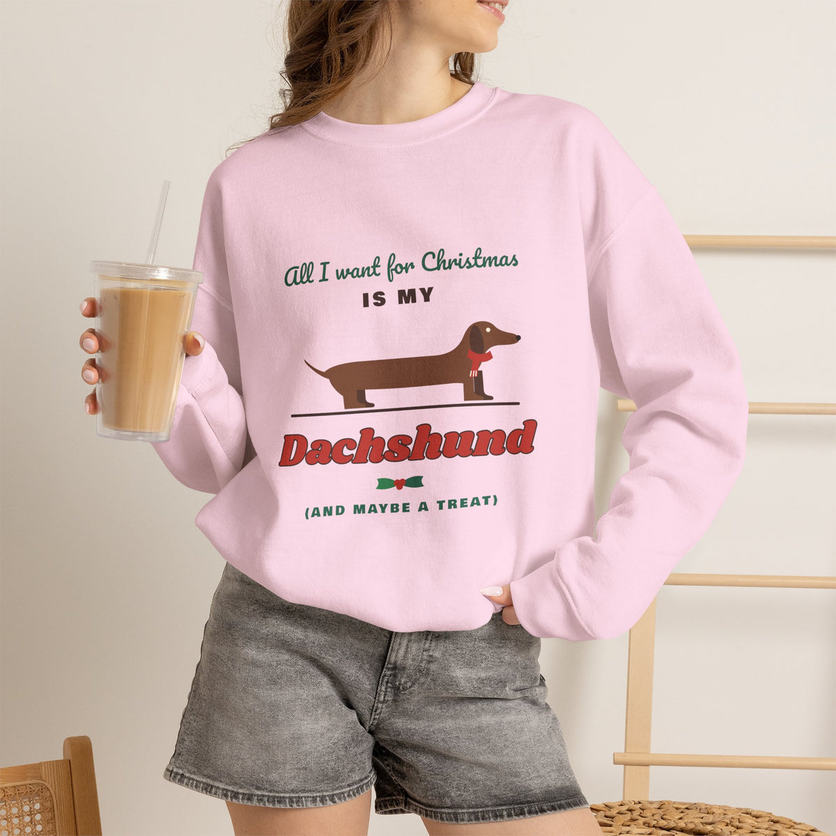 All I Want for Christmas Is My Dachshund sweatshirt, wiener dog Christmas crewneck for Dachshund lovers - view 25