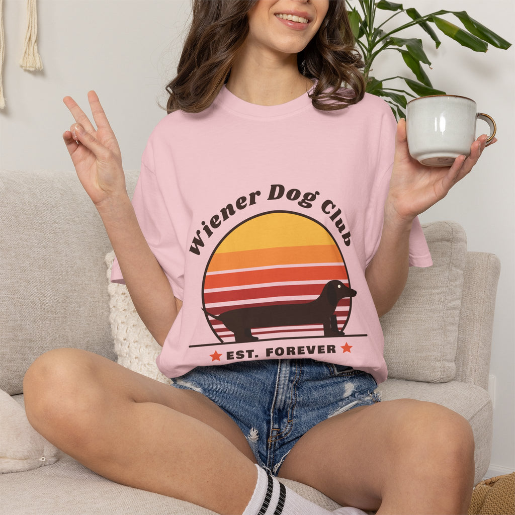 Wiener Dog Club retro sunset Dachshund t-shirt, Comfort Colors tee for Dachshund lovers - view 29