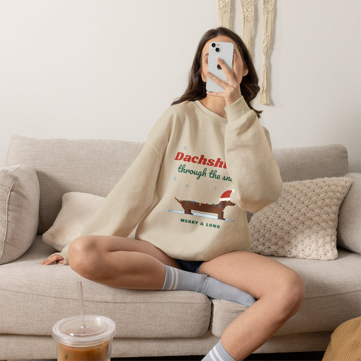 Dachshund Through the Snow Christmas sweatshirt, wiener dog holiday crewneck for Dachshund lovers - view 14