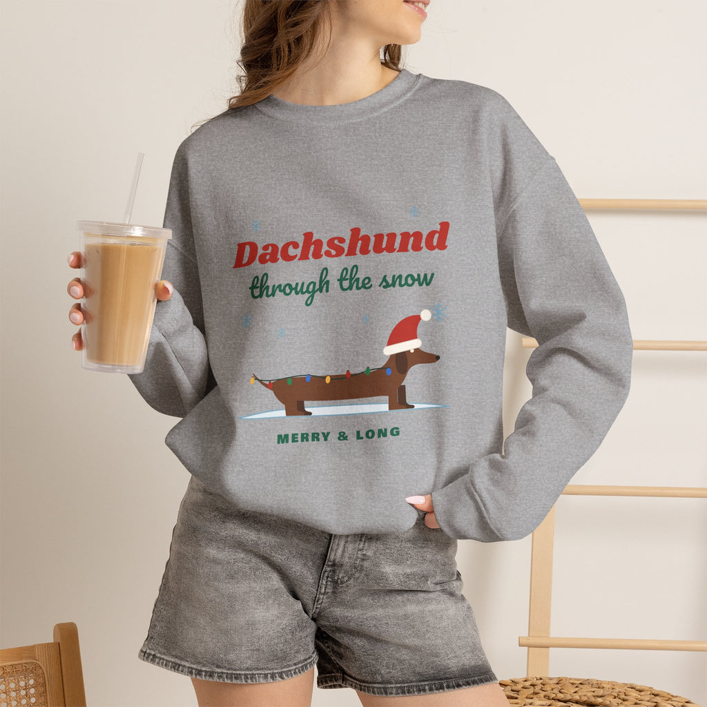 Dachshund Through the Snow Christmas sweatshirt, wiener dog holiday crewneck for Dachshund lovers - view 19