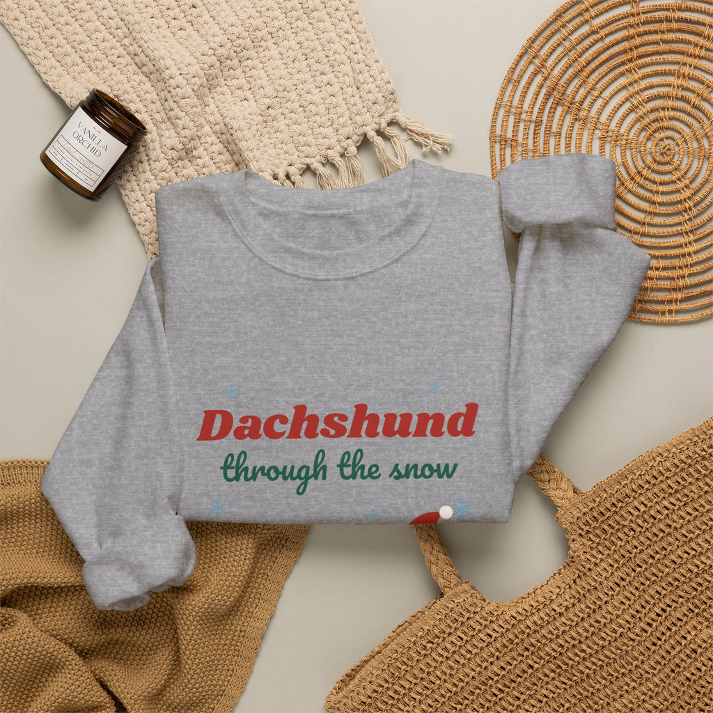 Dachshund Through the Snow Christmas sweatshirt, wiener dog holiday crewneck for Dachshund lovers - view 18