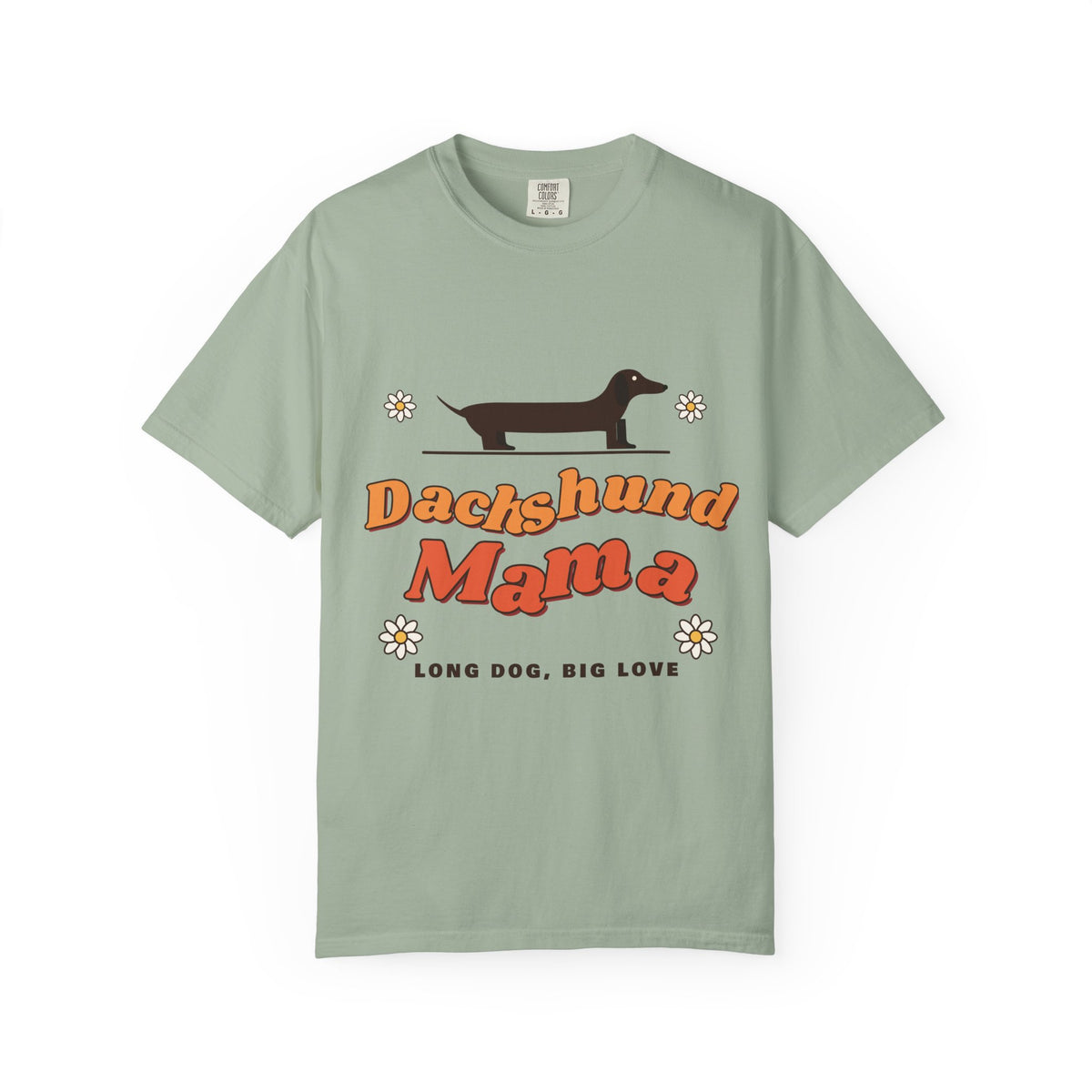 Dachshund Mama retro t-shirt in Bay, Comfort Colors doxie mom tee