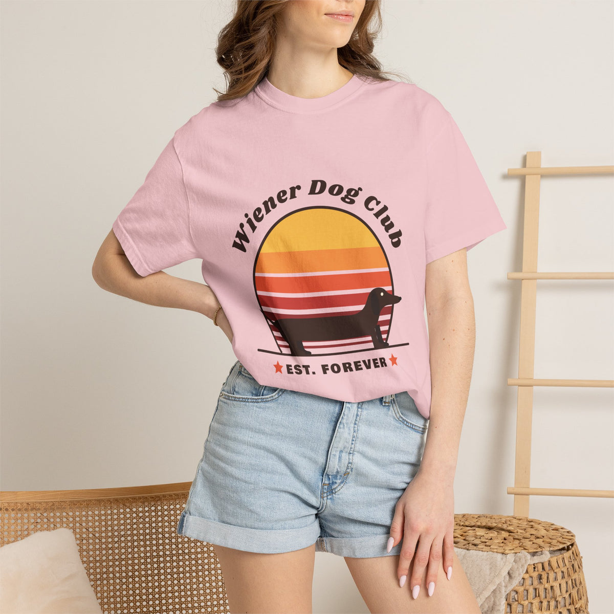 Wiener Dog Club retro sunset Dachshund t-shirt, Comfort Colors tee for Dachshund lovers - view 28
