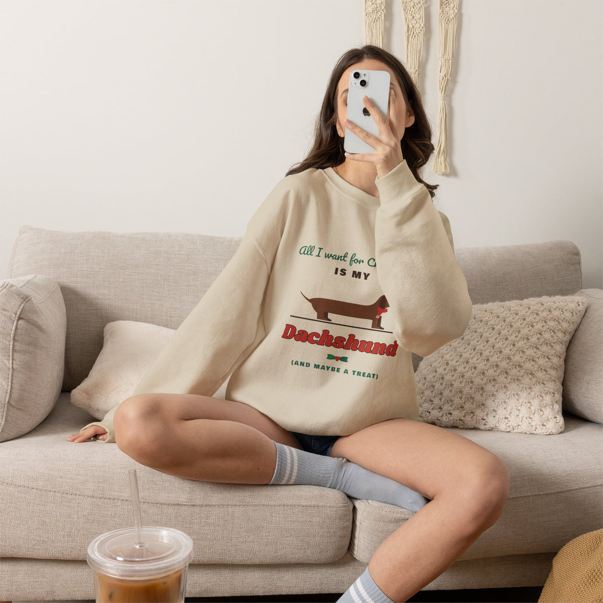 All I Want for Christmas Is My Dachshund sweatshirt, wiener dog Christmas crewneck for Dachshund lovers - view 14