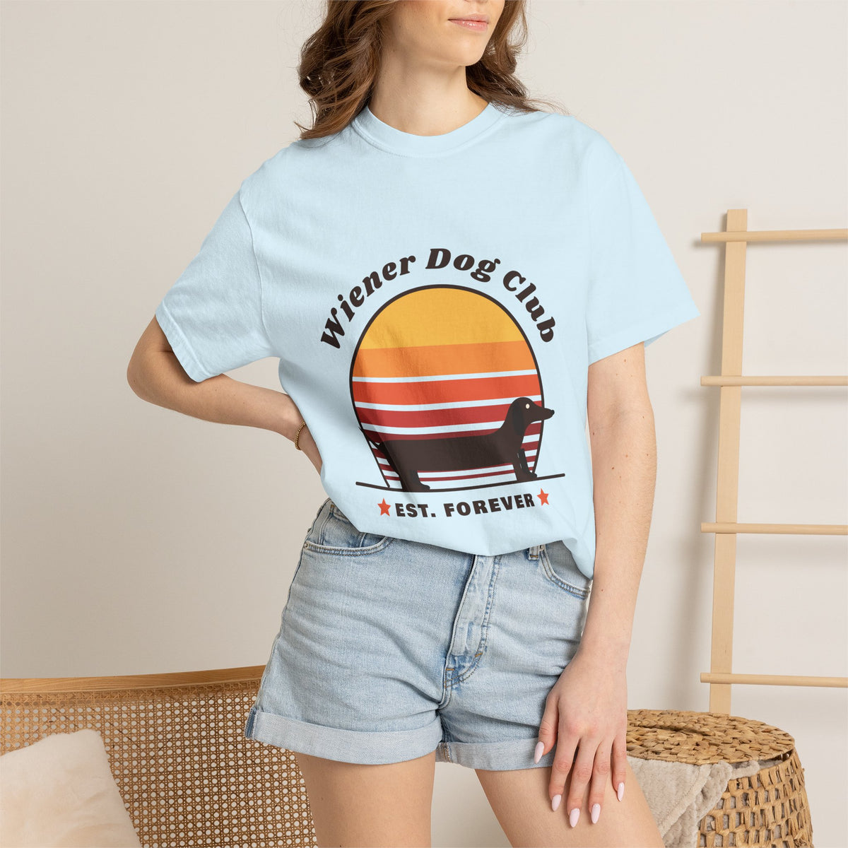 Wiener Dog Club retro sunset Dachshund t-shirt, Comfort Colors tee for Dachshund lovers - view 23