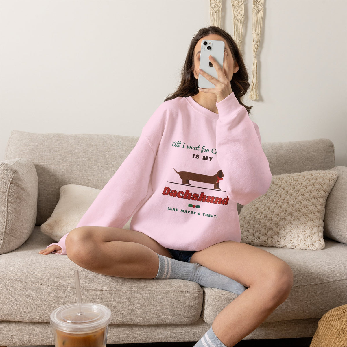 All I Want for Christmas Is My Dachshund sweatshirt, wiener dog Christmas crewneck for Dachshund lovers - view 26