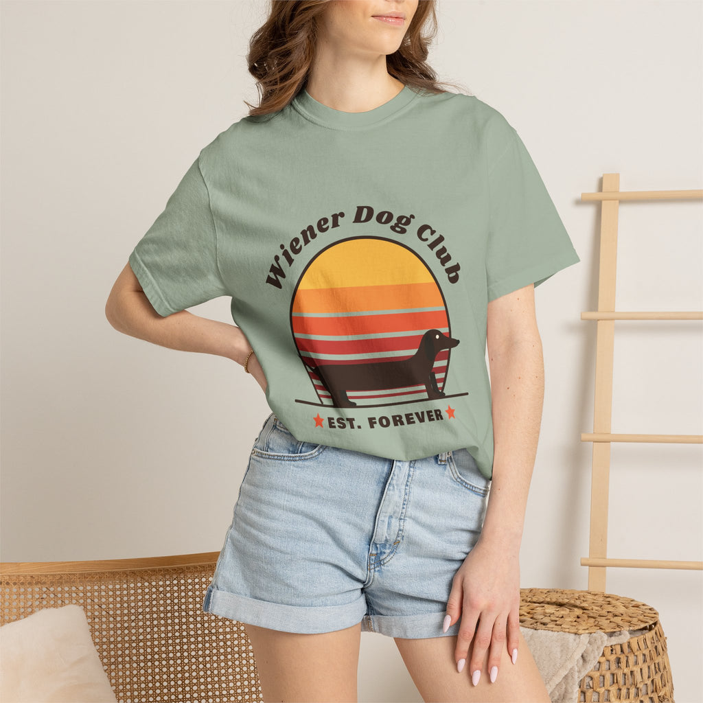 Wiener Dog Club retro sunset Dachshund t-shirt, Comfort Colors tee for Dachshund lovers - view 18