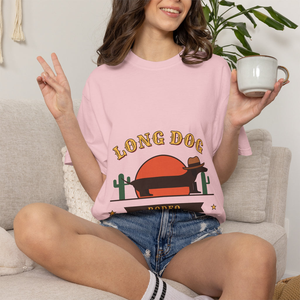 Long Dog Rodeo cowboy Dachshund t-shirt, Comfort Colors western tee for Dachshund lovers - view 29