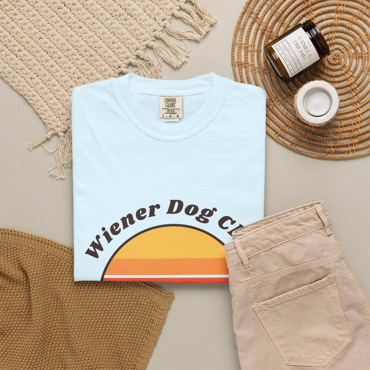 Wiener Dog Club retro sunset Dachshund t-shirt, Comfort Colors tee for Dachshund lovers - view 22