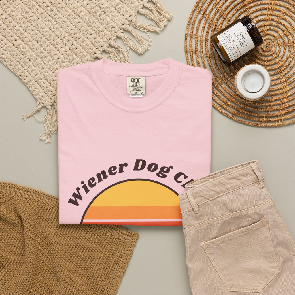Wiener Dog Club retro sunset Dachshund t-shirt, Comfort Colors tee for Dachshund lovers - view 27