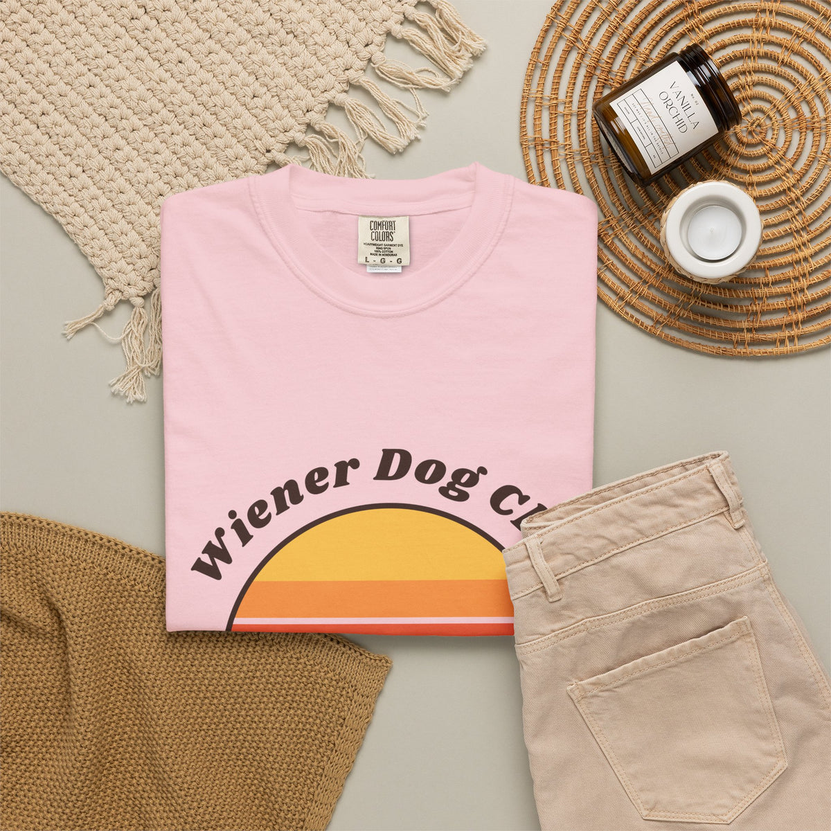Wiener Dog Club retro sunset Dachshund t-shirt, Comfort Colors tee for Dachshund lovers - view 27