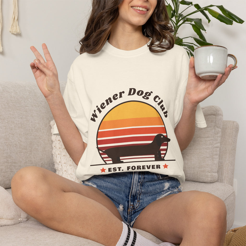 Wiener Dog Club retro sunset Dachshund t-shirt, Comfort Colors tee for Dachshund lovers - view 14