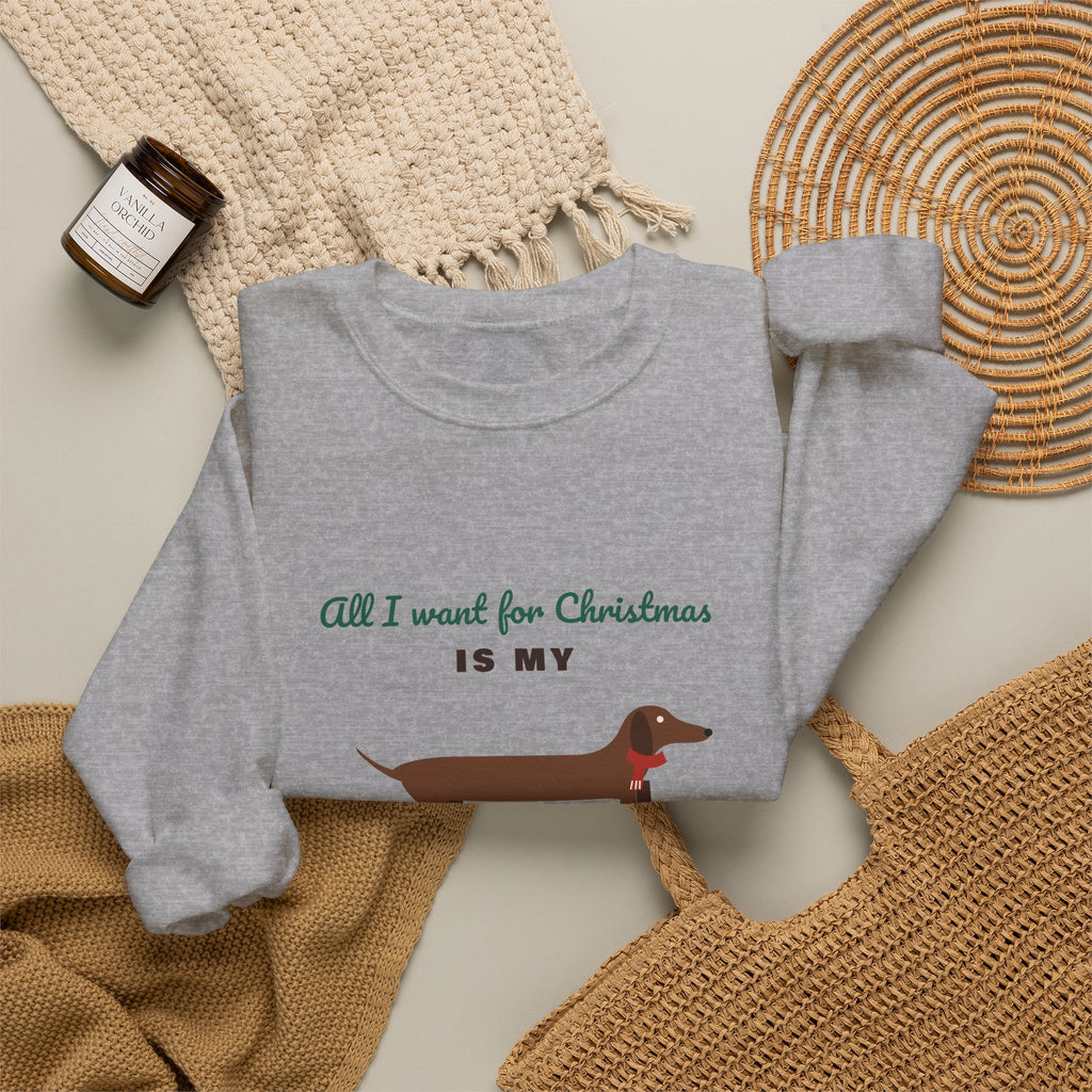 All I Want for Christmas Is My Dachshund sweatshirt, wiener dog Christmas crewneck for Dachshund lovers - view 18