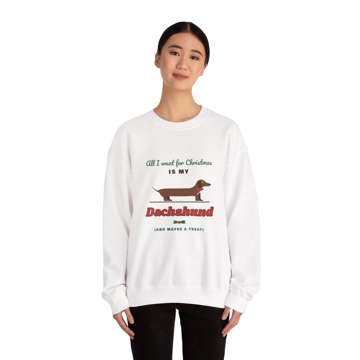 All I Want for Christmas Is My Dachshund sweatshirt, wiener dog Christmas crewneck for Dachshund lovers - view 9
