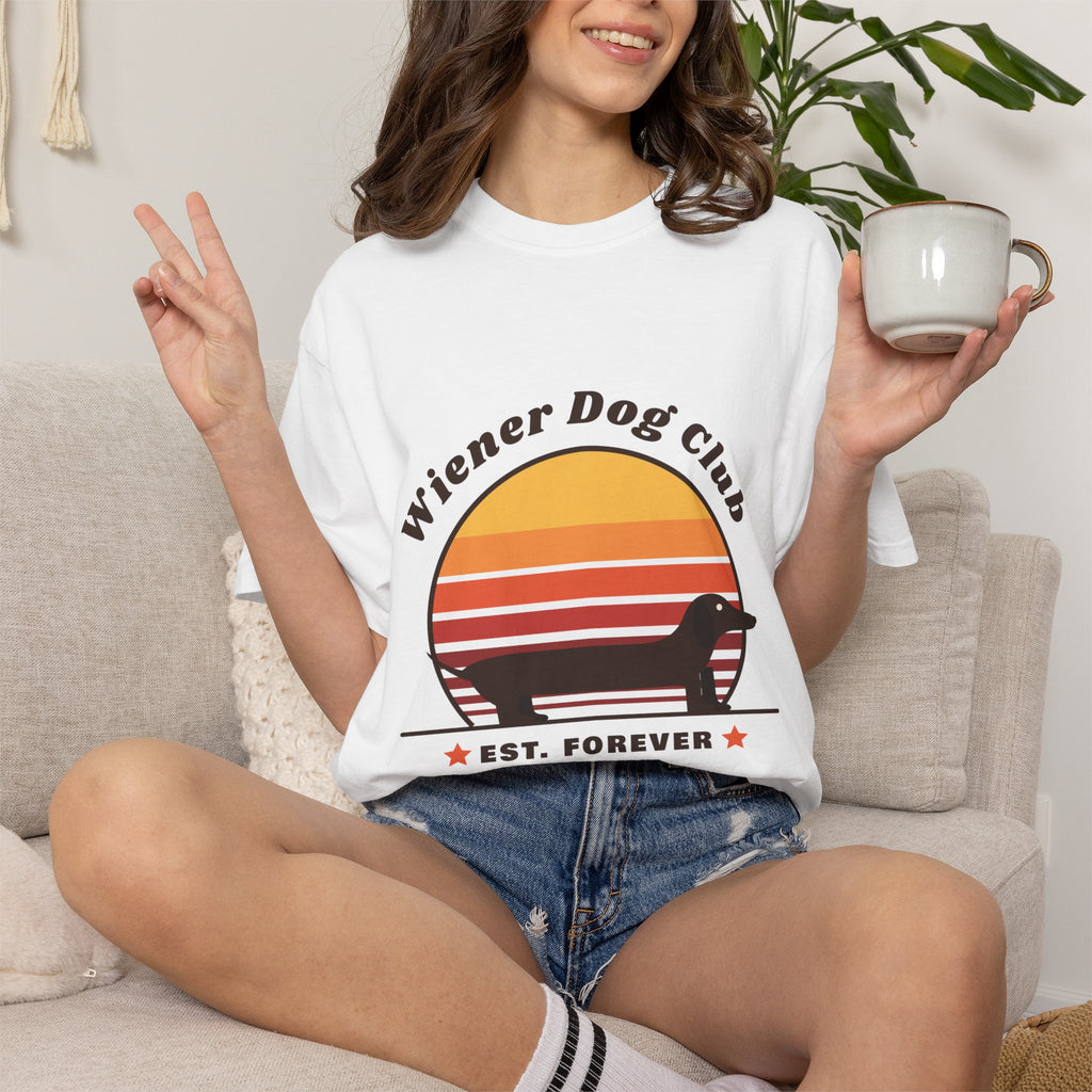 Wiener Dog Club retro sunset Dachshund t-shirt, Comfort Colors tee for Dachshund lovers - view 9