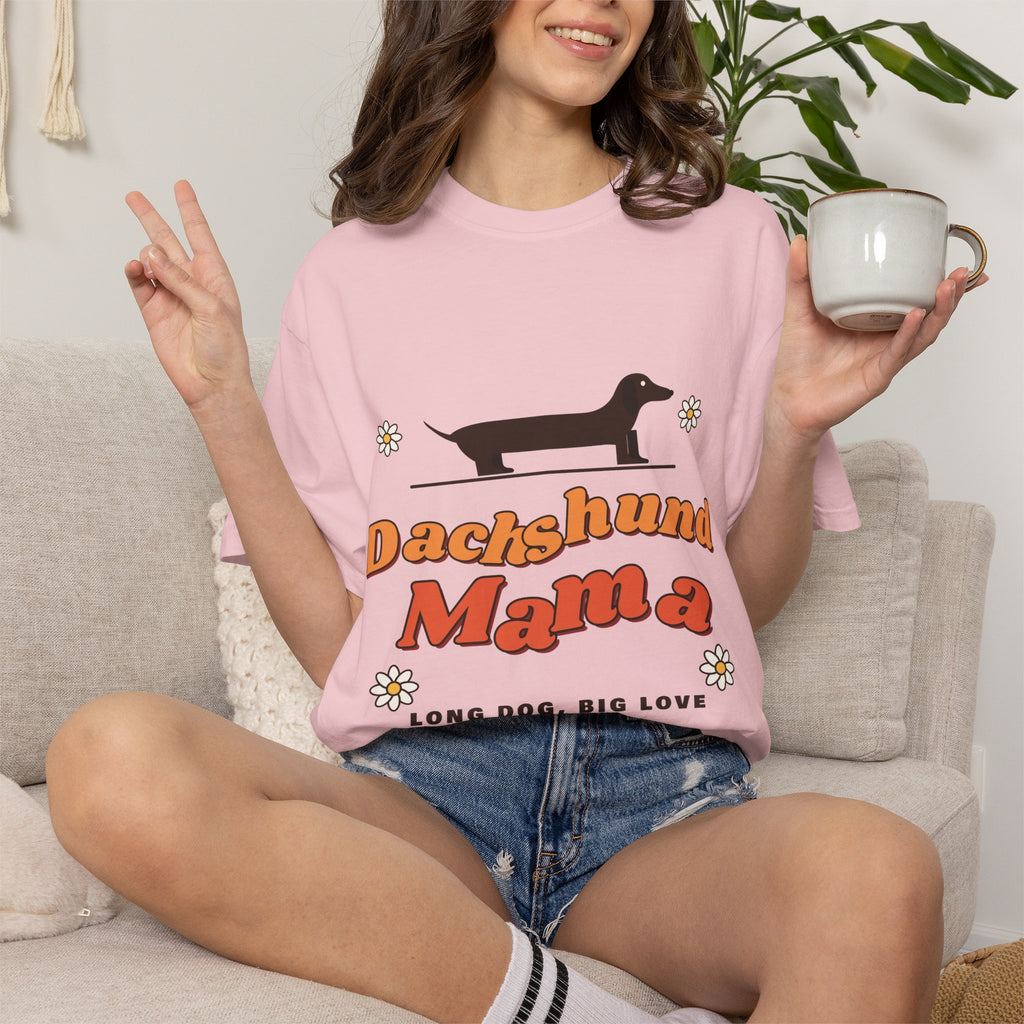 Dachshund Mama retro t-shirt, Comfort Colors doxie mom tee for Dachshund lovers - view 29