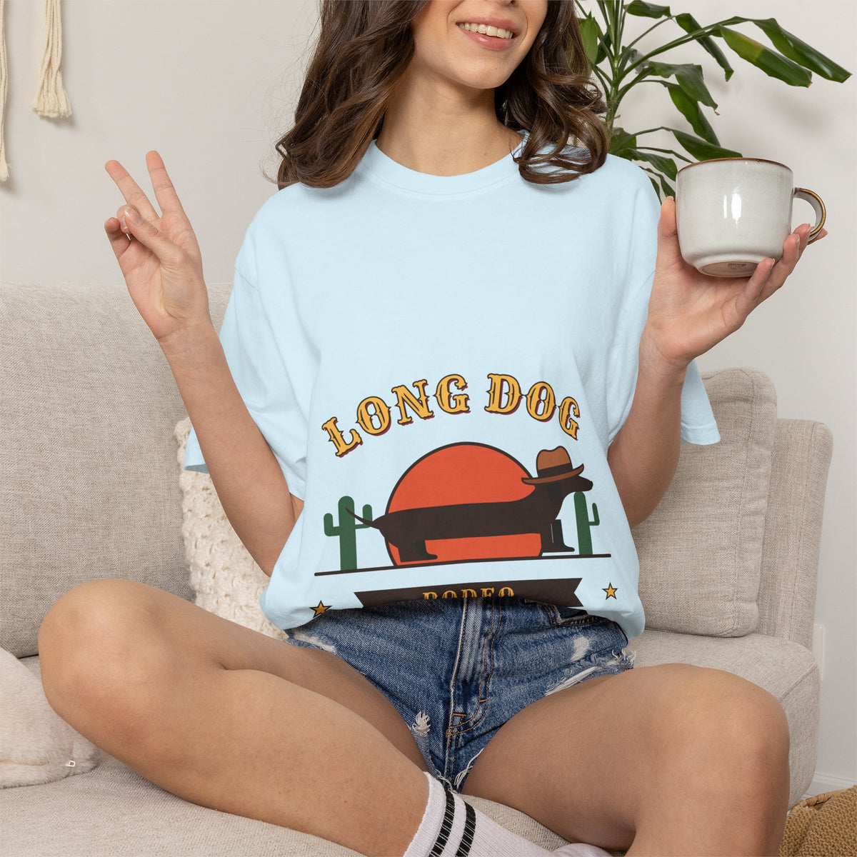 Long Dog Rodeo cowboy Dachshund t-shirt, Comfort Colors western tee for Dachshund lovers - view 24