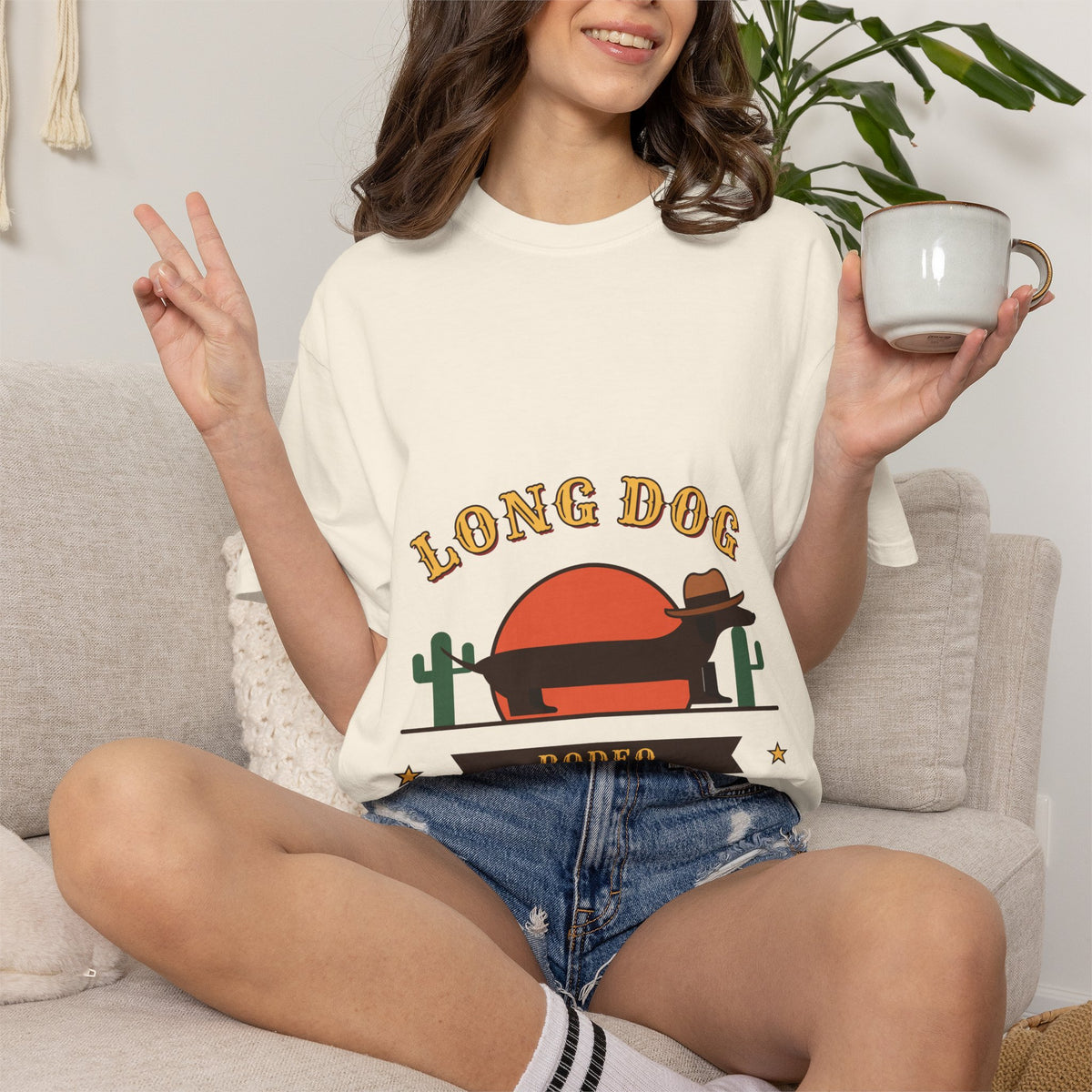 Long Dog Rodeo cowboy Dachshund t-shirt, Comfort Colors western tee for Dachshund lovers - view 14
