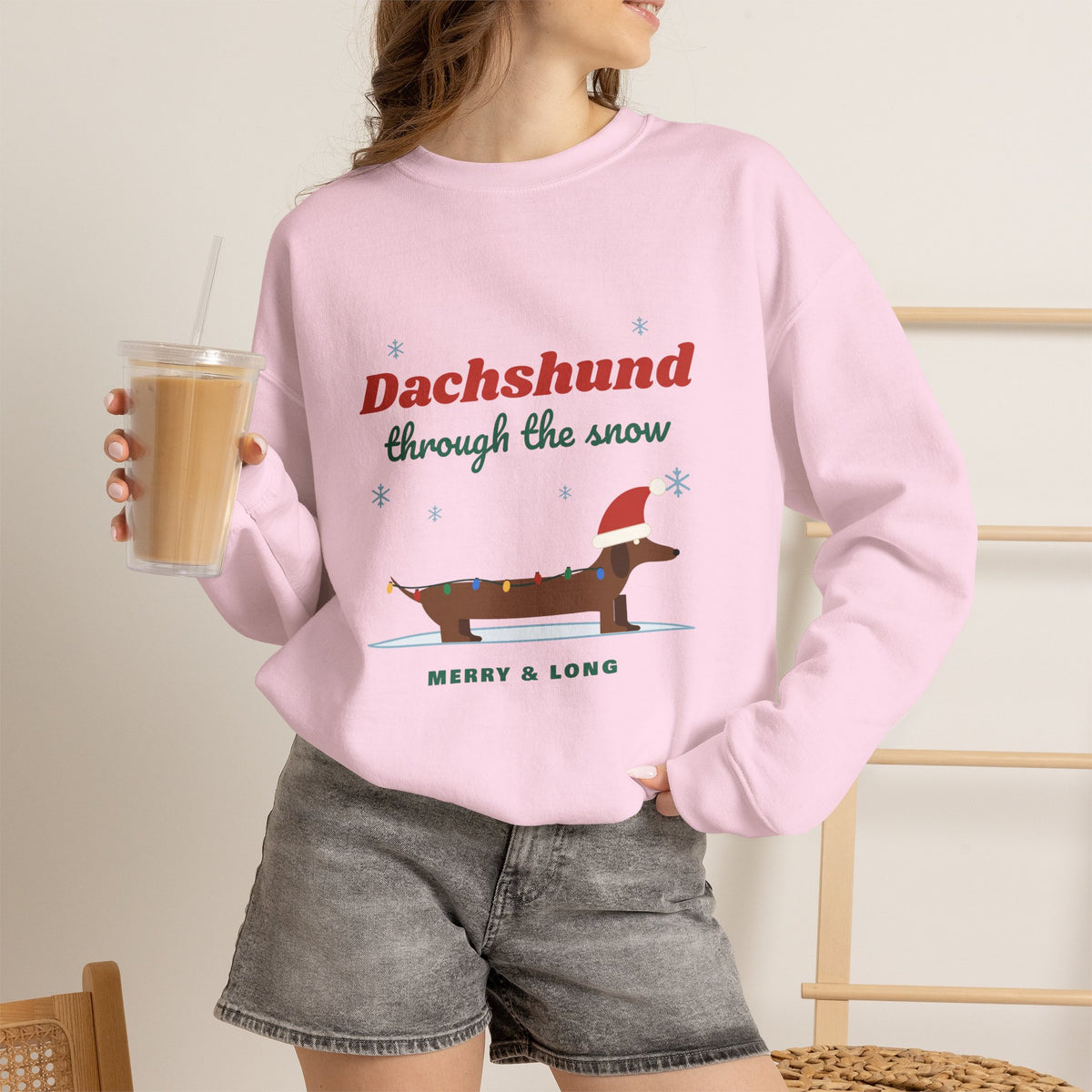 Dachshund Through the Snow Christmas sweatshirt, wiener dog holiday crewneck for Dachshund lovers - view 25