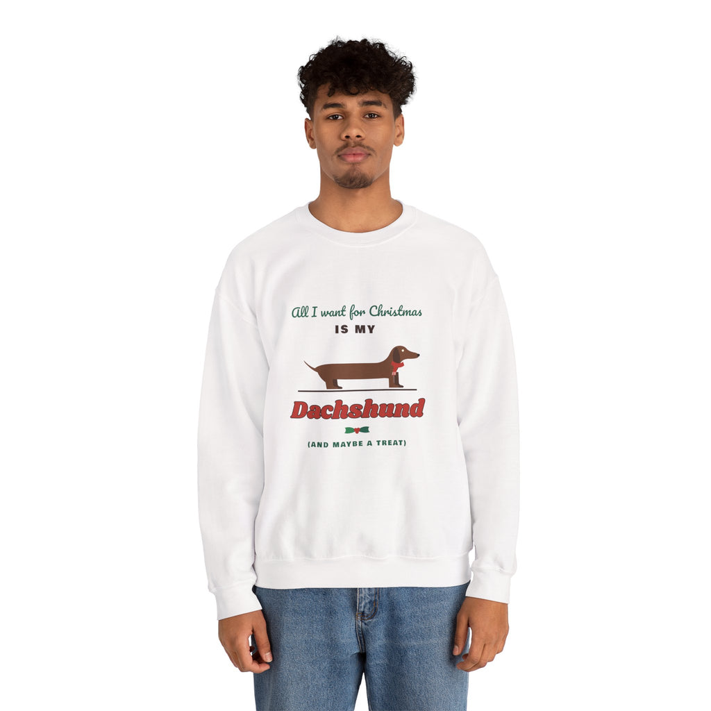 All I Want for Christmas Is My Dachshund sweatshirt, wiener dog Christmas crewneck for Dachshund lovers - view 10