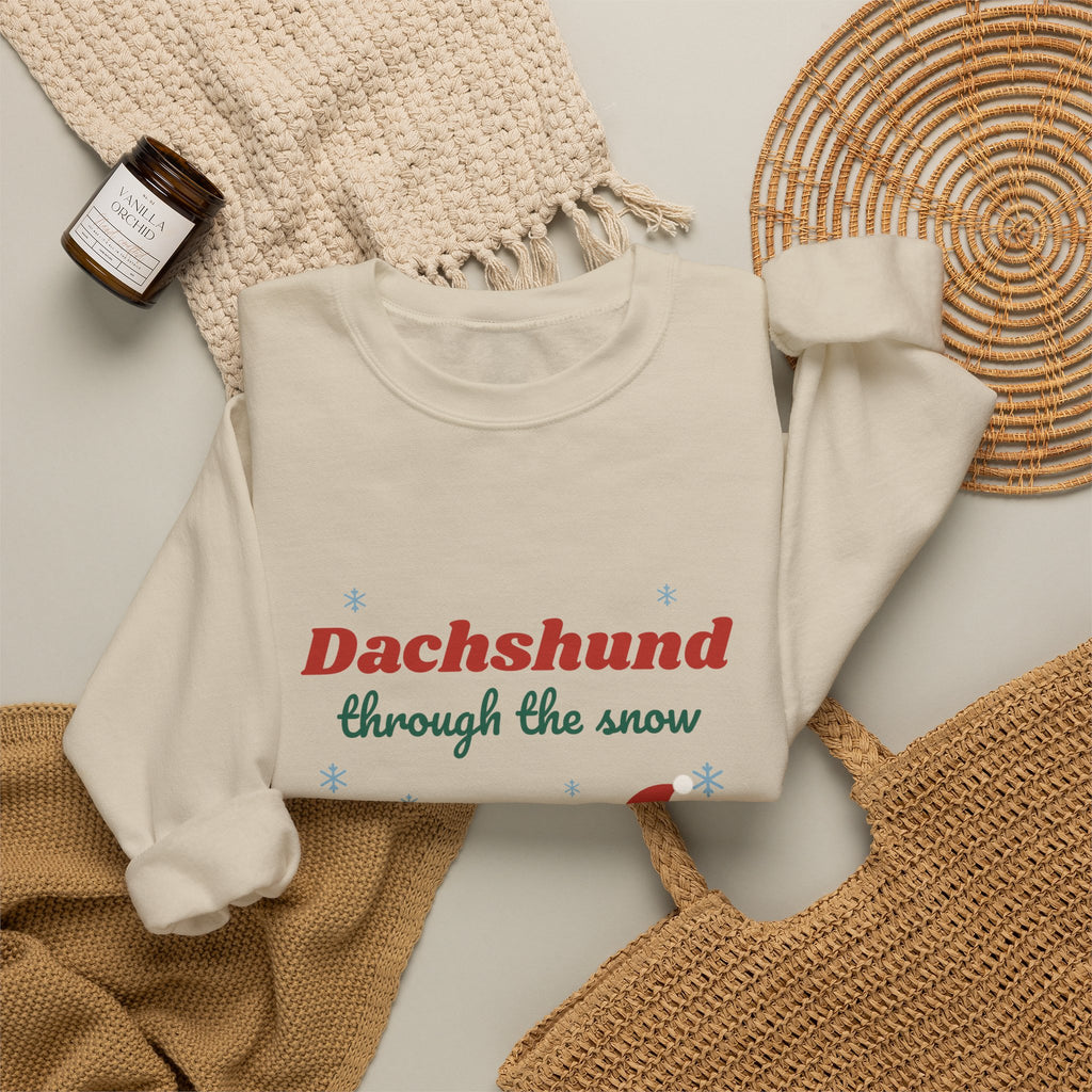 Dachshund Through the Snow Christmas sweatshirt, wiener dog holiday crewneck for Dachshund lovers - view 12