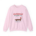 Dachshund Through the Snow Christmas sweatshirt in Light Pink, wiener dog holiday crewneck
